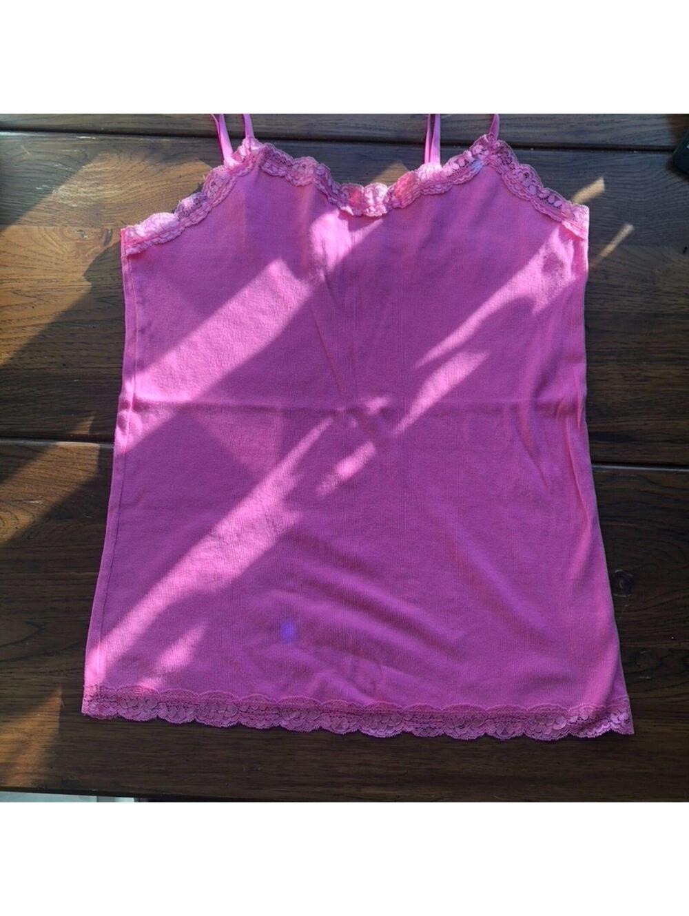Tank Top Womens XXL Pink Lace Trim Bellas Swan Vampire Feminine Fairy Y2K